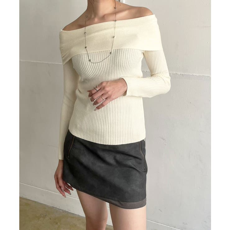 ワイドオフショルタイトニットトップス | Jewelobe | 詳細画像1 