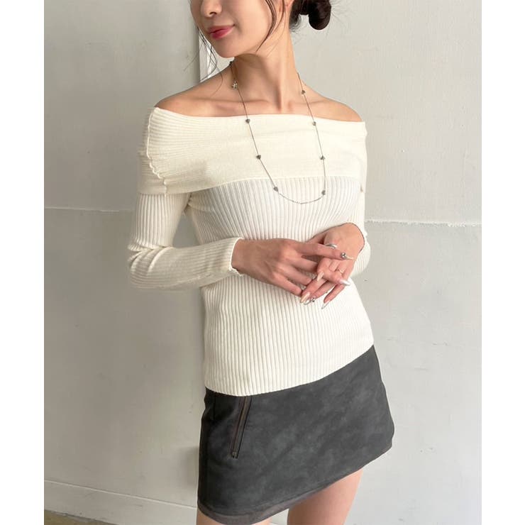 ワイドオフショルタイトニットトップス | Jewelobe | 詳細画像4 