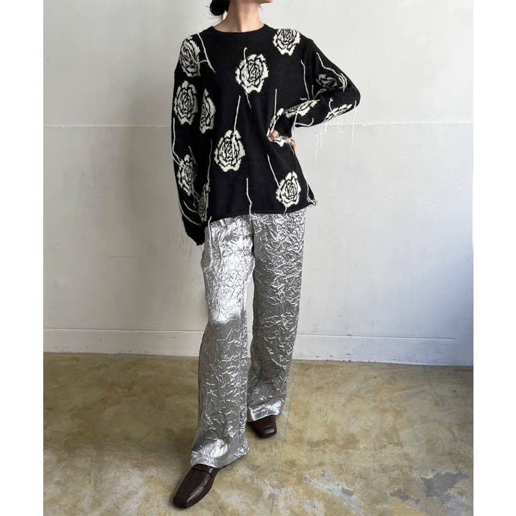 ローズジャガードポイントフリンジルーズニット | Jewelobe | 詳細画像10 