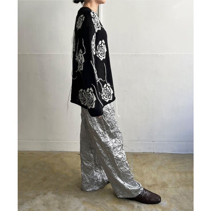 ローズジャガードポイントフリンジルーズニット | Jewelobe | 詳細画像11 