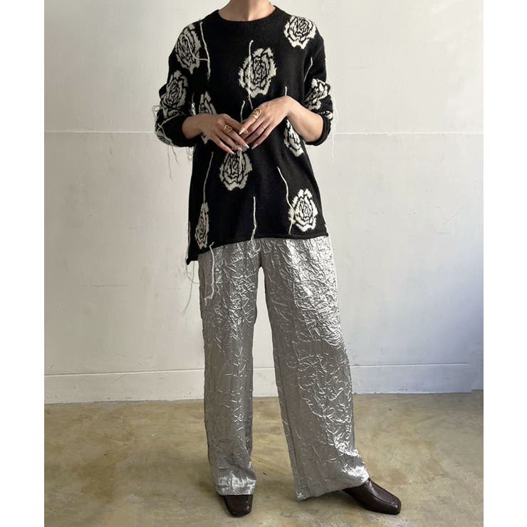 ローズジャガードポイントフリンジルーズニット | Jewelobe | 詳細画像12 