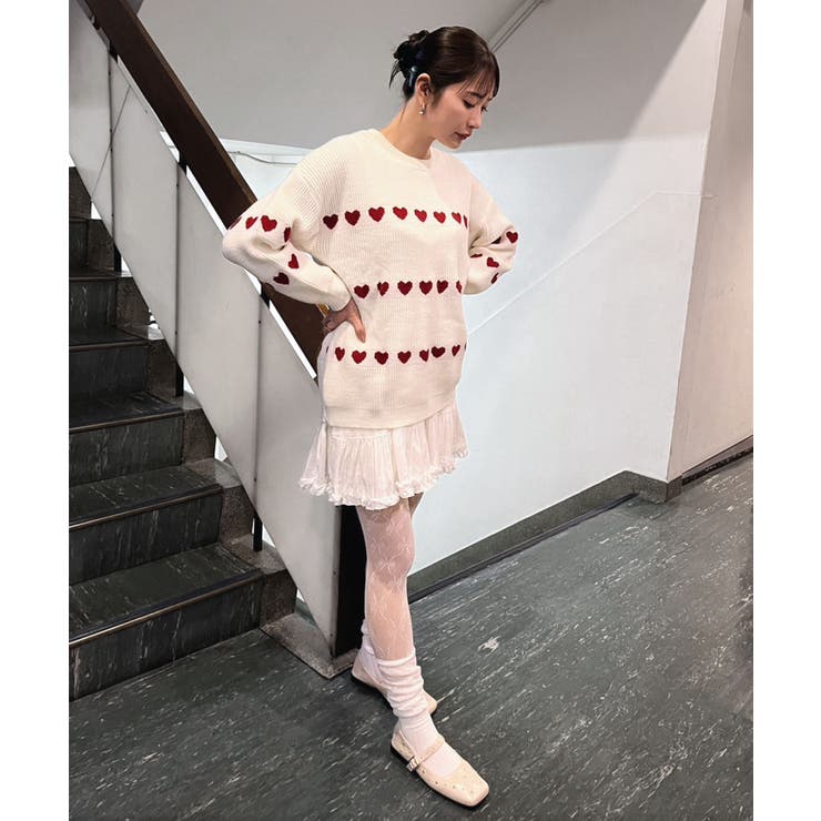 ハートボーダールーズニットプルオーバー | Jewelobe | 詳細画像11 