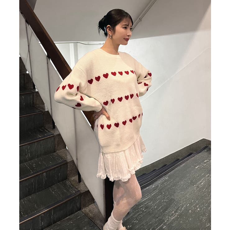 ハートボーダールーズニットプルオーバー | Jewelobe | 詳細画像12 