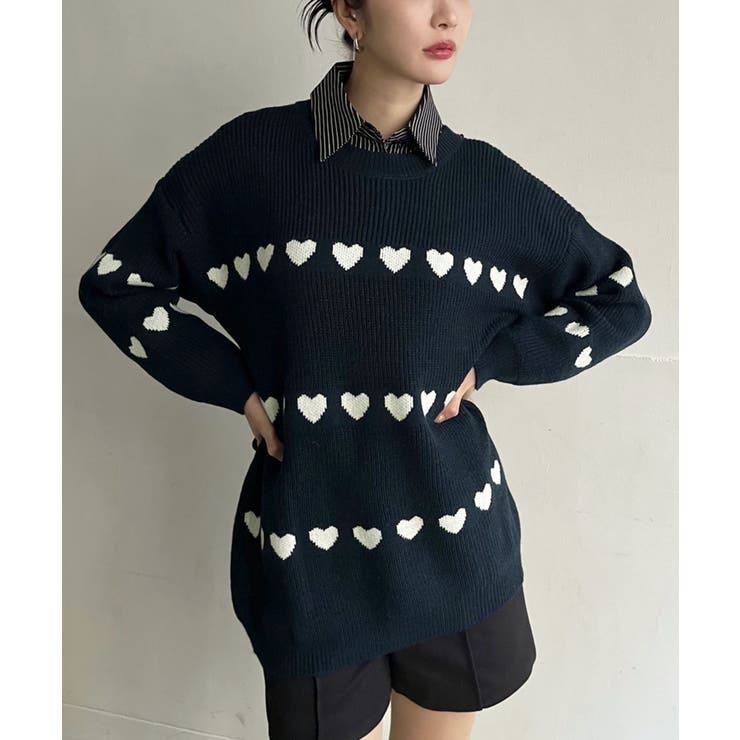 ハートボーダールーズニットプルオーバー | Jewelobe | 詳細画像13 