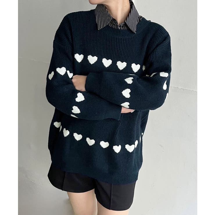 ハートボーダールーズニットプルオーバー | Jewelobe | 詳細画像14 