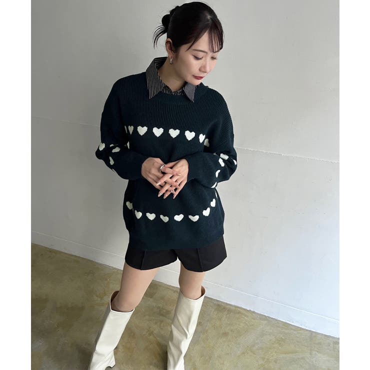 ハートボーダールーズニットプルオーバー | Jewelobe | 詳細画像16 