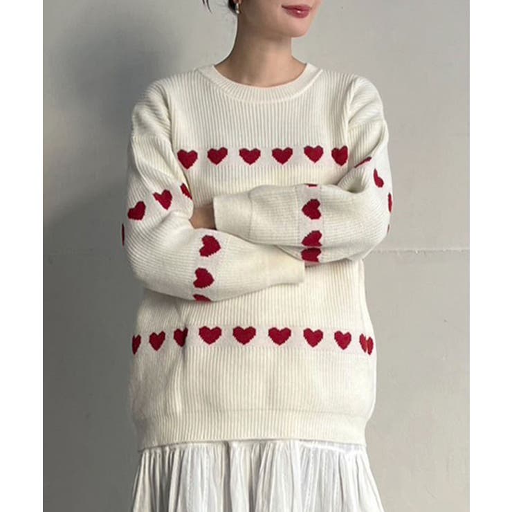 ハートボーダールーズニットプルオーバー | Jewelobe | 詳細画像2 