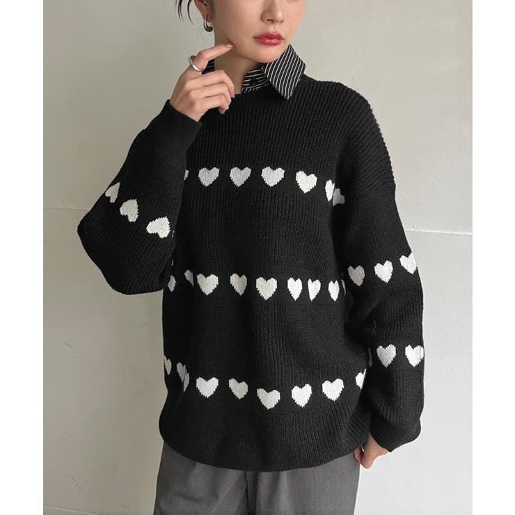 ハートボーダールーズニットプルオーバー | Jewelobe | 詳細画像20 
