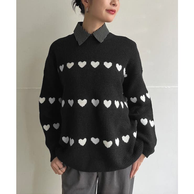 ハートボーダールーズニットプルオーバー | Jewelobe | 詳細画像21 