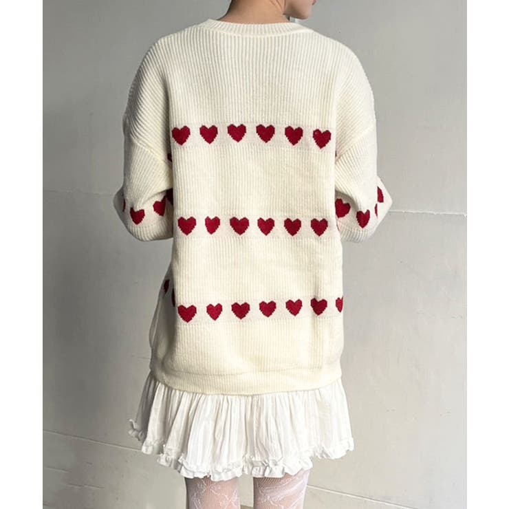 ハートボーダールーズニットプルオーバー | Jewelobe | 詳細画像3 