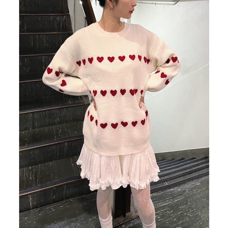 ハートボーダールーズニットプルオーバー | Jewelobe | 詳細画像4 