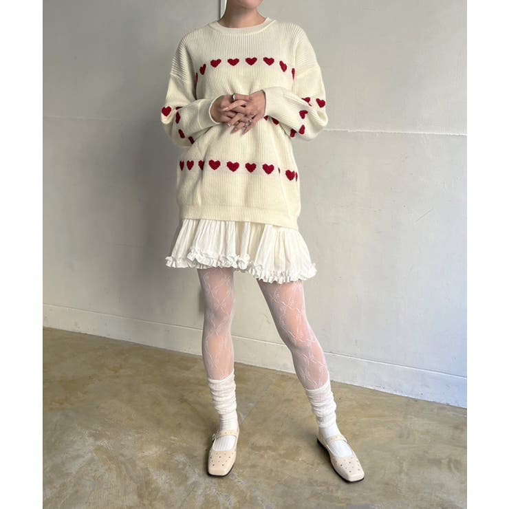 ハートボーダールーズニットプルオーバー | Jewelobe | 詳細画像5 