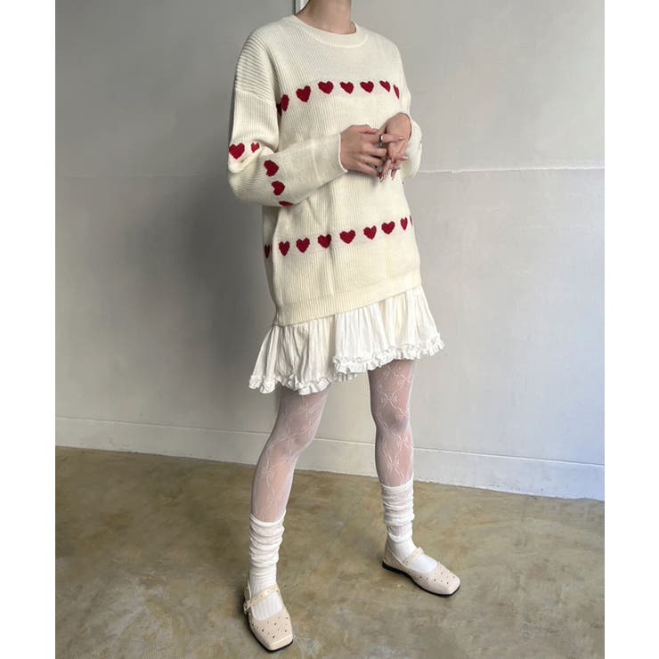 ハートボーダールーズニットプルオーバー | Jewelobe | 詳細画像6 