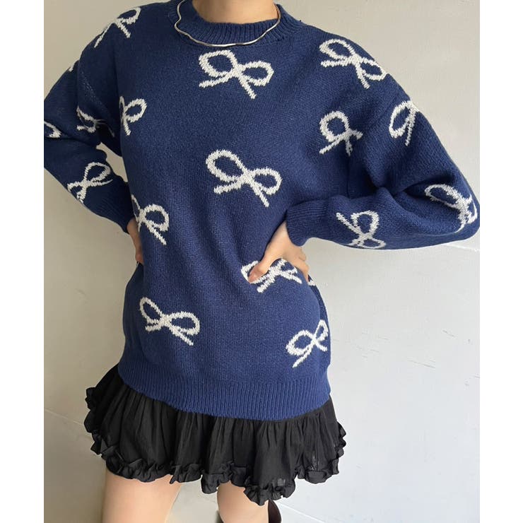 リボンジャガードニットプルオーバー | Jewelobe | 詳細画像19 