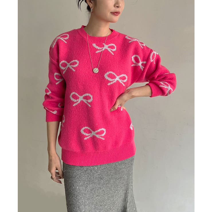 リボンジャガードニットプルオーバー | Jewelobe | 詳細画像2 