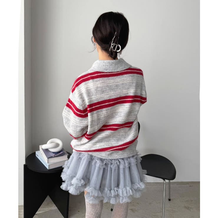 ランダムボーダールーズポロニットプルオーバー | Jewelobe | 詳細画像11 