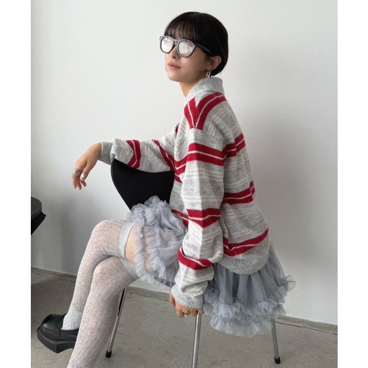 ランダムボーダールーズポロニットプルオーバー | Jewelobe | 詳細画像14 