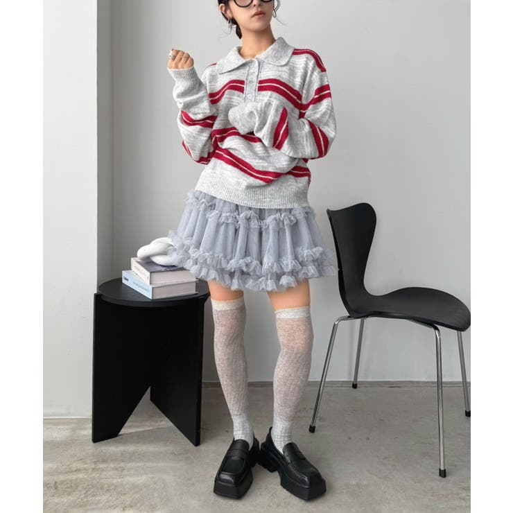 ランダムボーダールーズポロニットプルオーバー | Jewelobe | 詳細画像16 