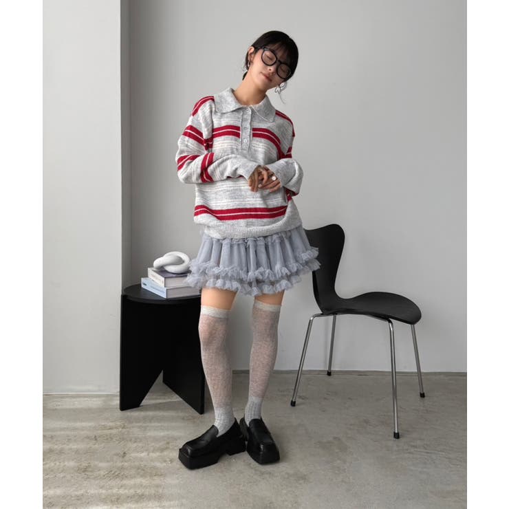 ランダムボーダールーズポロニットプルオーバー | Jewelobe | 詳細画像17 