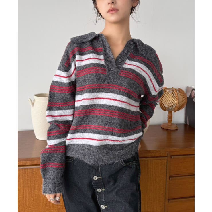 ランダムボーダールーズポロニットプルオーバー | Jewelobe | 詳細画像19 