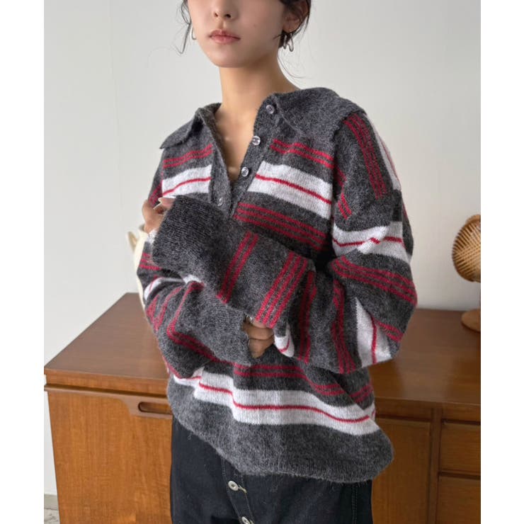 ランダムボーダールーズポロニットプルオーバー | Jewelobe | 詳細画像20 