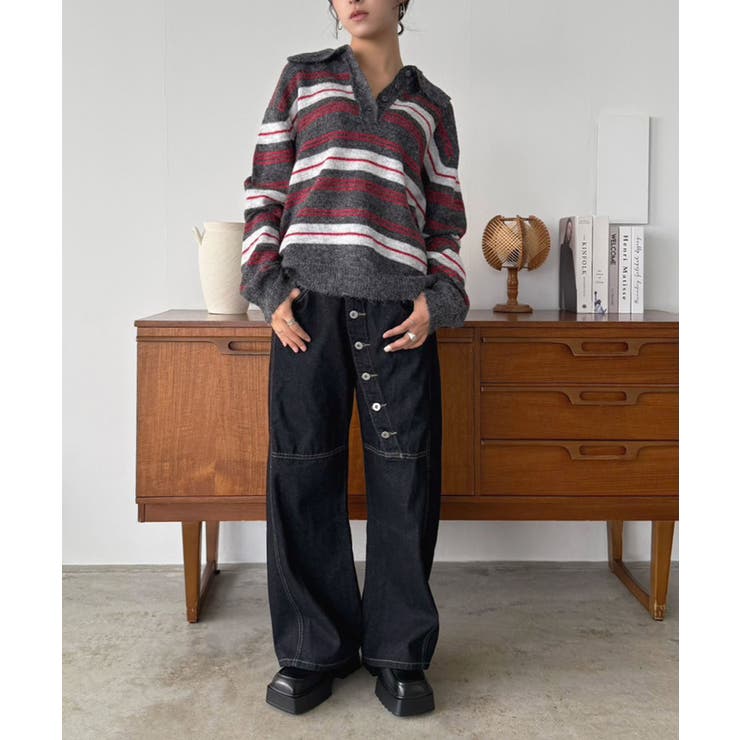 ランダムボーダールーズポロニットプルオーバー | Jewelobe | 詳細画像23 