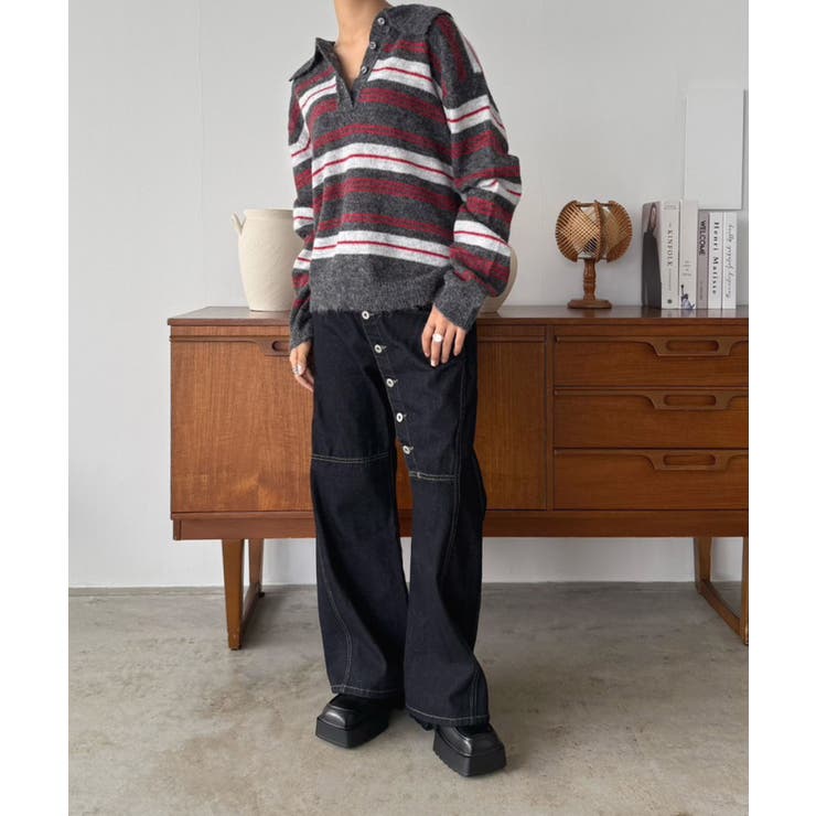 ランダムボーダールーズポロニットプルオーバー | Jewelobe | 詳細画像24 