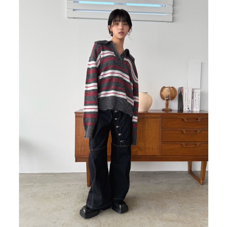 ランダムボーダールーズポロニットプルオーバー | Jewelobe | 詳細画像26 