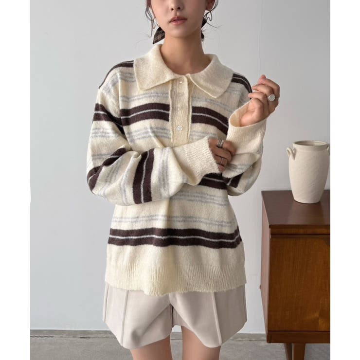 ランダムボーダールーズポロニットプルオーバー | Jewelobe | 詳細画像3 