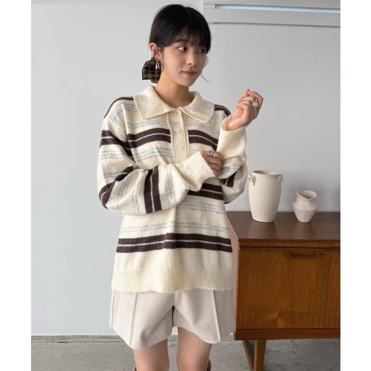 ランダムボーダールーズポロニットプルオーバー | Jewelobe | 詳細画像4 