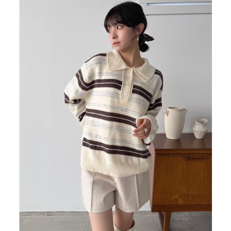 ランダムボーダールーズポロニットプルオーバー | Jewelobe | 詳細画像5 