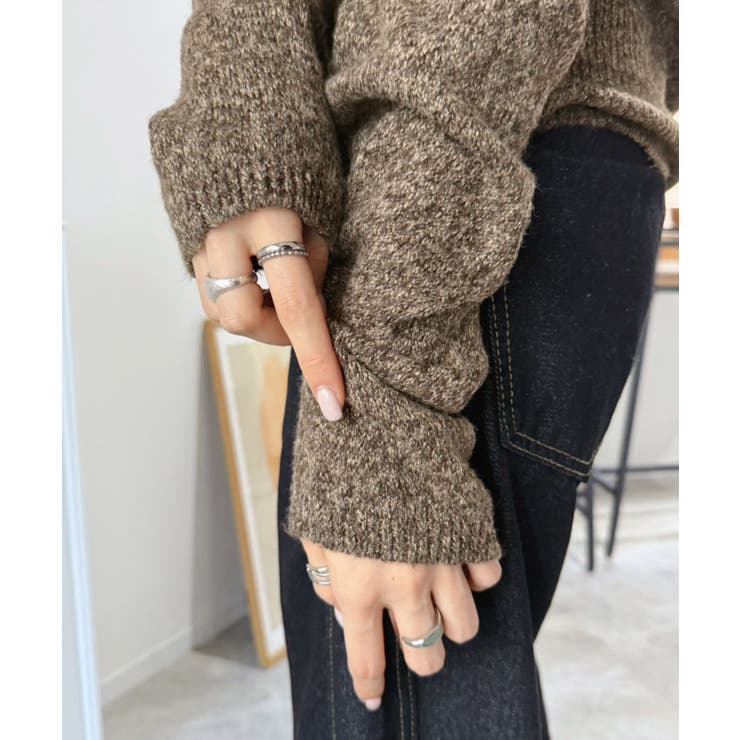 ワイドオフショルミックス編みニットトップス | Jewelobe | 詳細画像11 