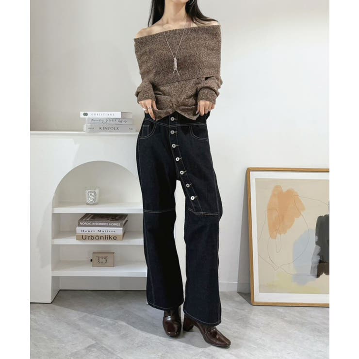 ワイドオフショルミックス編みニットトップス | Jewelobe | 詳細画像13 