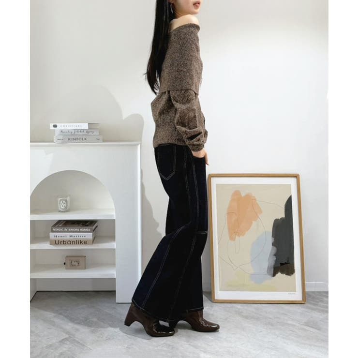 ワイドオフショルミックス編みニットトップス | Jewelobe | 詳細画像14 