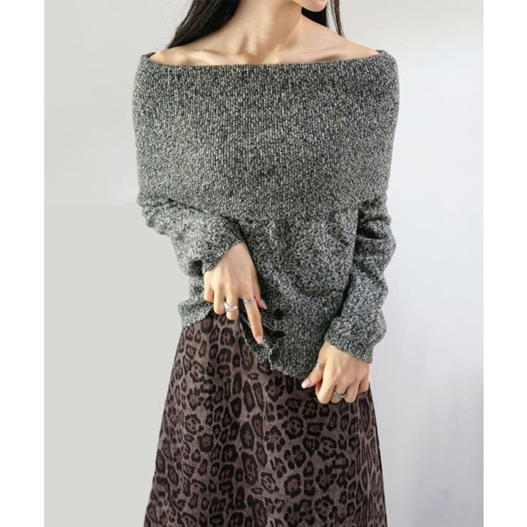 ワイドオフショルミックス編みニットトップス | Jewelobe | 詳細画像21 