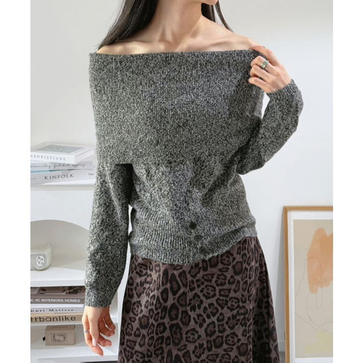 ワイドオフショルミックス編みニットトップス | Jewelobe | 詳細画像23 