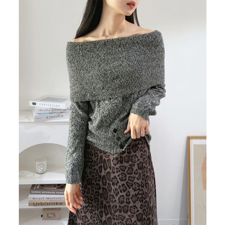 ワイドオフショルミックス編みニットトップス | Jewelobe | 詳細画像24 