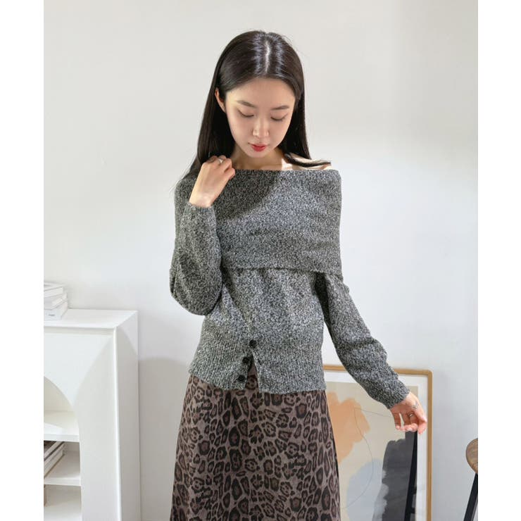 ワイドオフショルミックス編みニットトップス | Jewelobe | 詳細画像25 