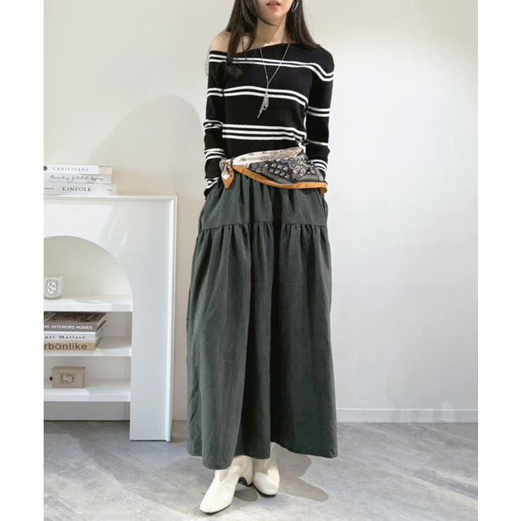 アシンメトリーボーダータイトニットトップス | Jewelobe | 詳細画像13 