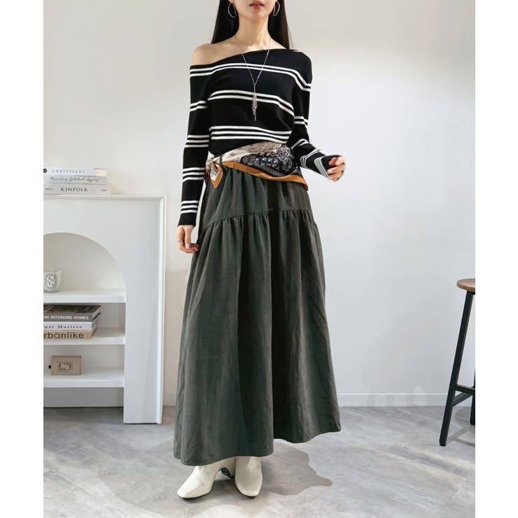 アシンメトリーボーダータイトニットトップス | Jewelobe | 詳細画像16 