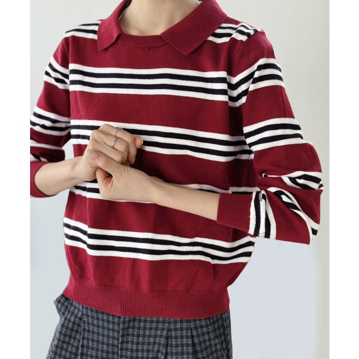 カラードッキングマルチボーダーニット | Jewelobe | 詳細画像14 