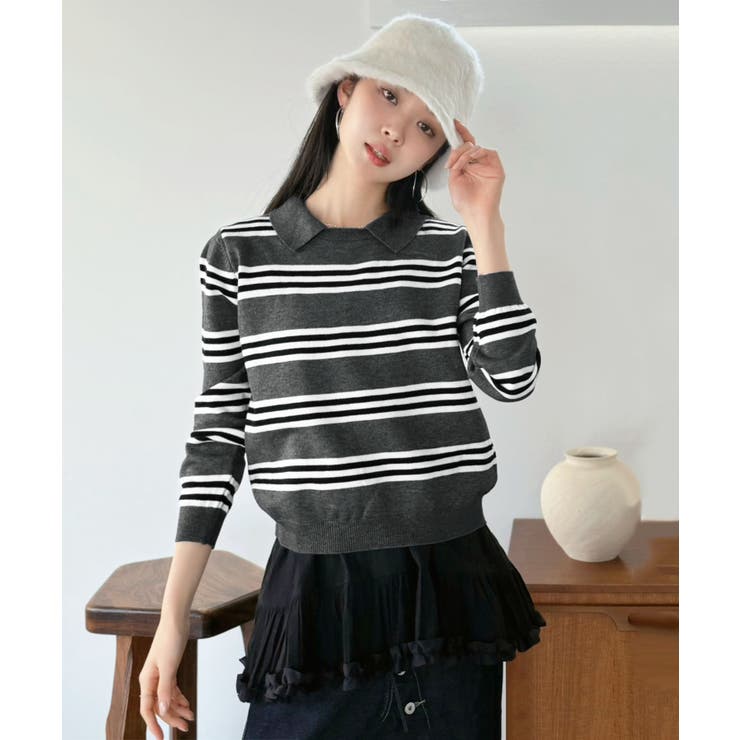 カラードッキングマルチボーダーニット | Jewelobe | 詳細画像21 