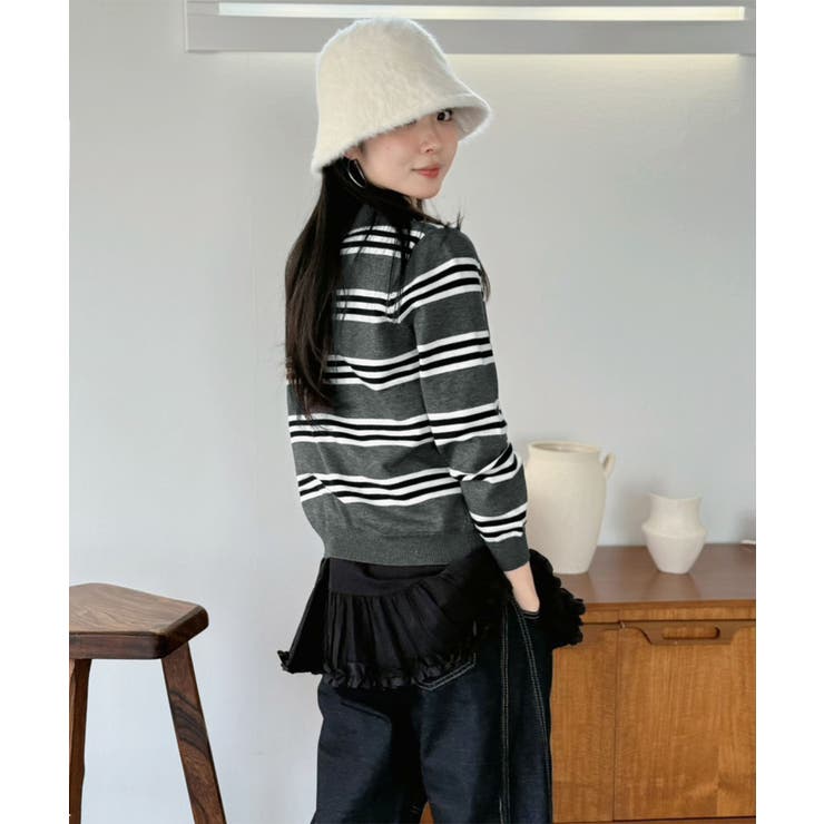 カラードッキングマルチボーダーニット | Jewelobe | 詳細画像23 