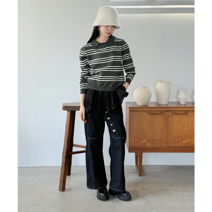 カラードッキングマルチボーダーニット | Jewelobe | 詳細画像25 