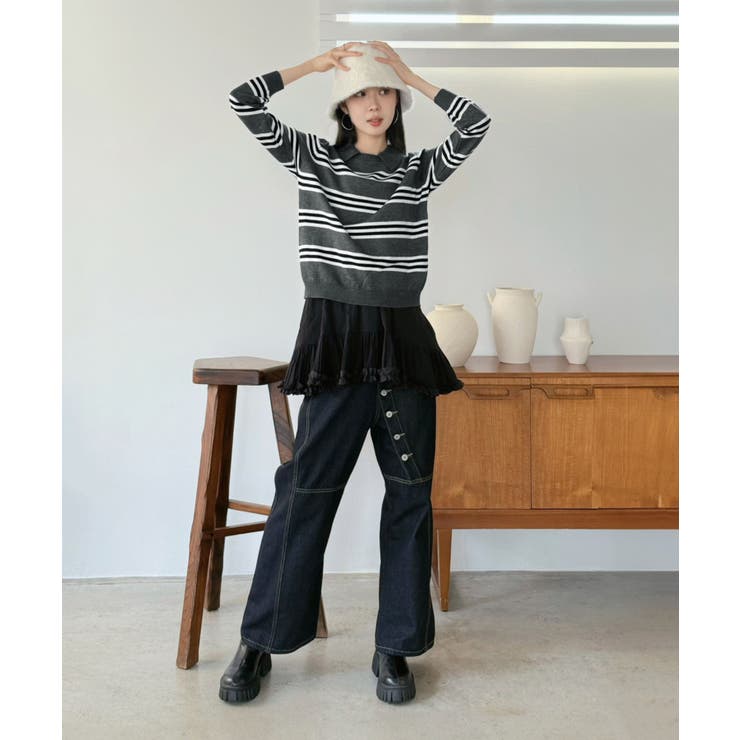 カラードッキングマルチボーダーニット | Jewelobe | 詳細画像26 