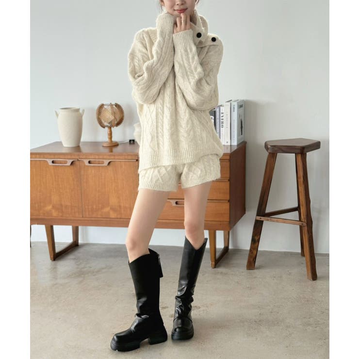 【マルチコルセット付き】ケーブルニットプルオーバー×ショートパンツセットアップ | Jewelobe | 詳細画像16 