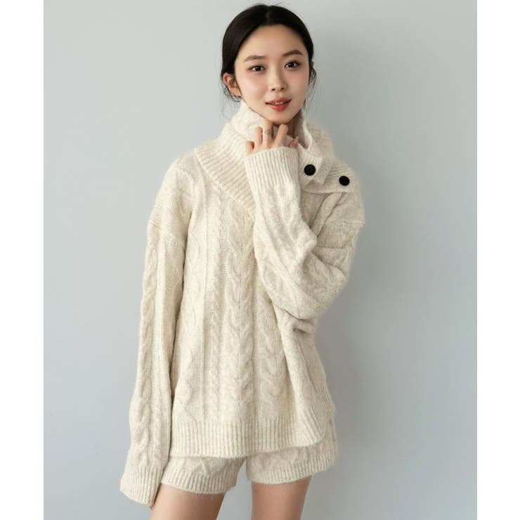 【マルチコルセット付き】ケーブルニットプルオーバー×ショートパンツセットアップ | Jewelobe | 詳細画像2 