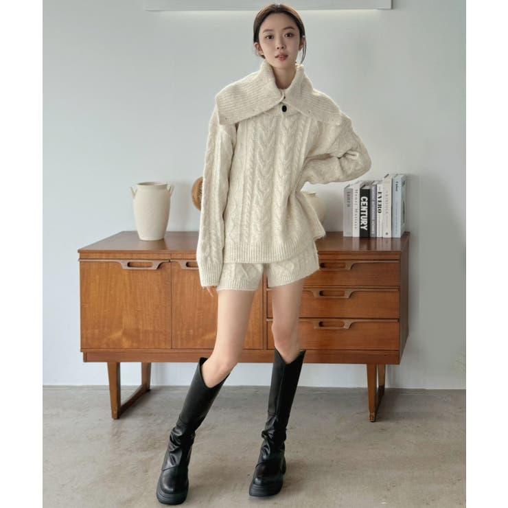 【マルチコルセット付き】ケーブルニットプルオーバー×ショートパンツセットアップ | Jewelobe | 詳細画像20 