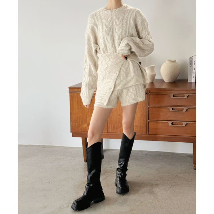 【マルチコルセット付き】ケーブルニットプルオーバー×ショートパンツセットアップ | Jewelobe | 詳細画像23 