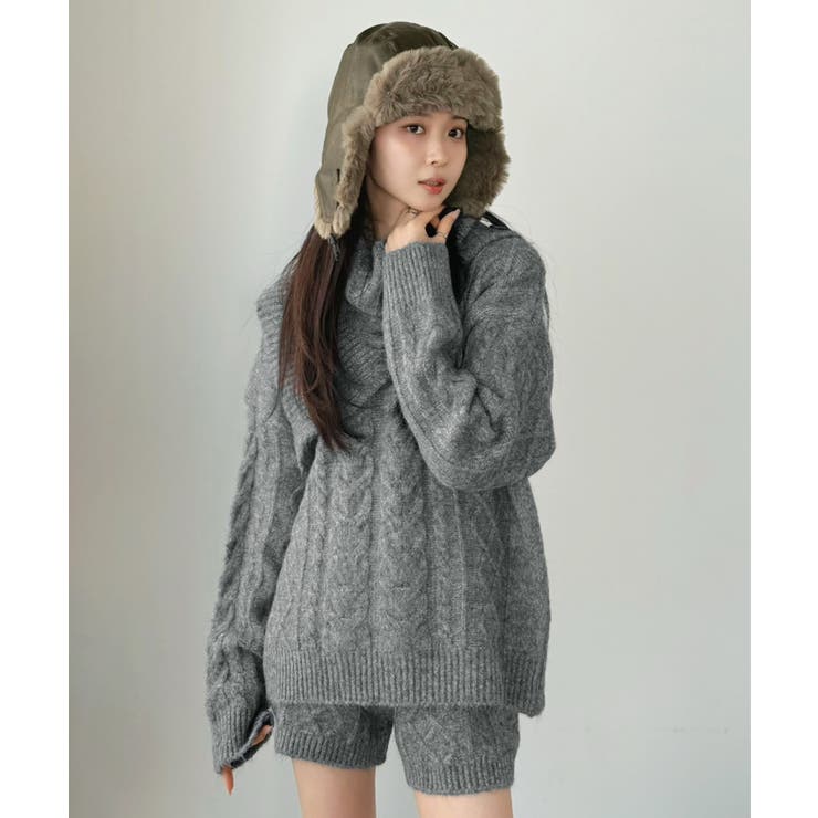 【マルチコルセット付き】ケーブルニットプルオーバー×ショートパンツセットアップ | Jewelobe | 詳細画像25 